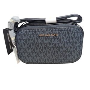 Michael Michael Kors Cooper Signature Logo Small Camera Bag Womens Blue Zip NEW
